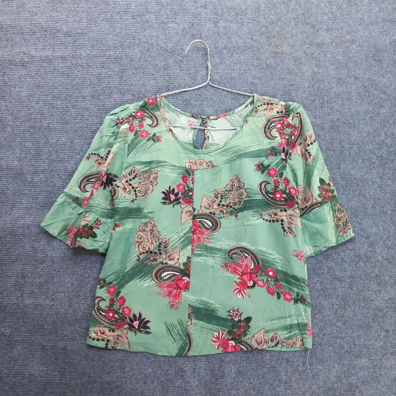 Bộ mặc nhà họa tiết hoa màu xanh vải tole 932346