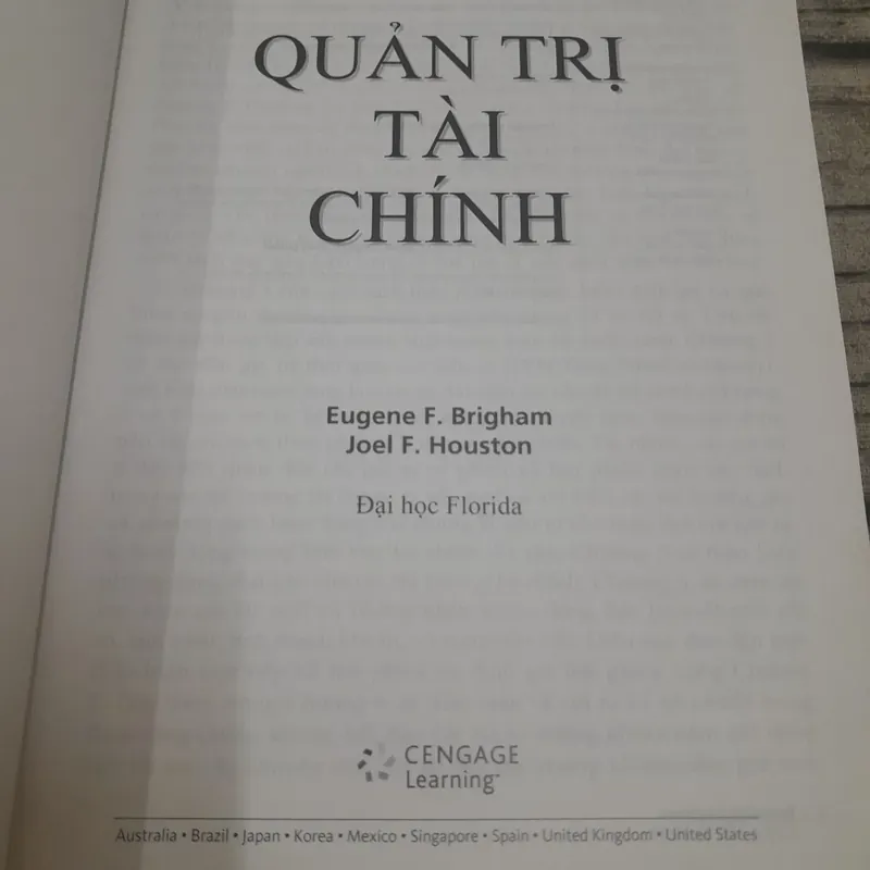 Quản trị Tài chính. Cengage Learning. Eugene F. Brigham. Đại học Florida 623794