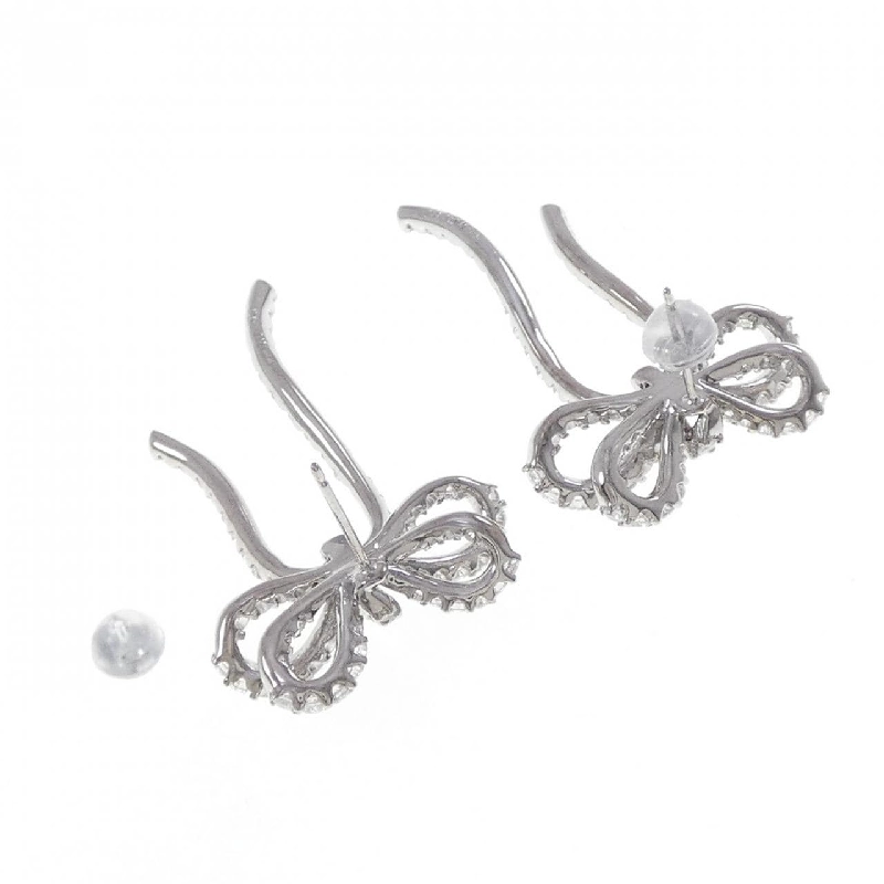 K18WG Bông tai kim cương hình ruy băng 3.40CT - Hàng hiệu Chính hãng 872341