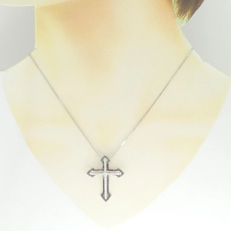 K18WG/K18BG Dây chuyền kim cương chéo 0.60CT - Hàng hiệu Chính hãng 860355