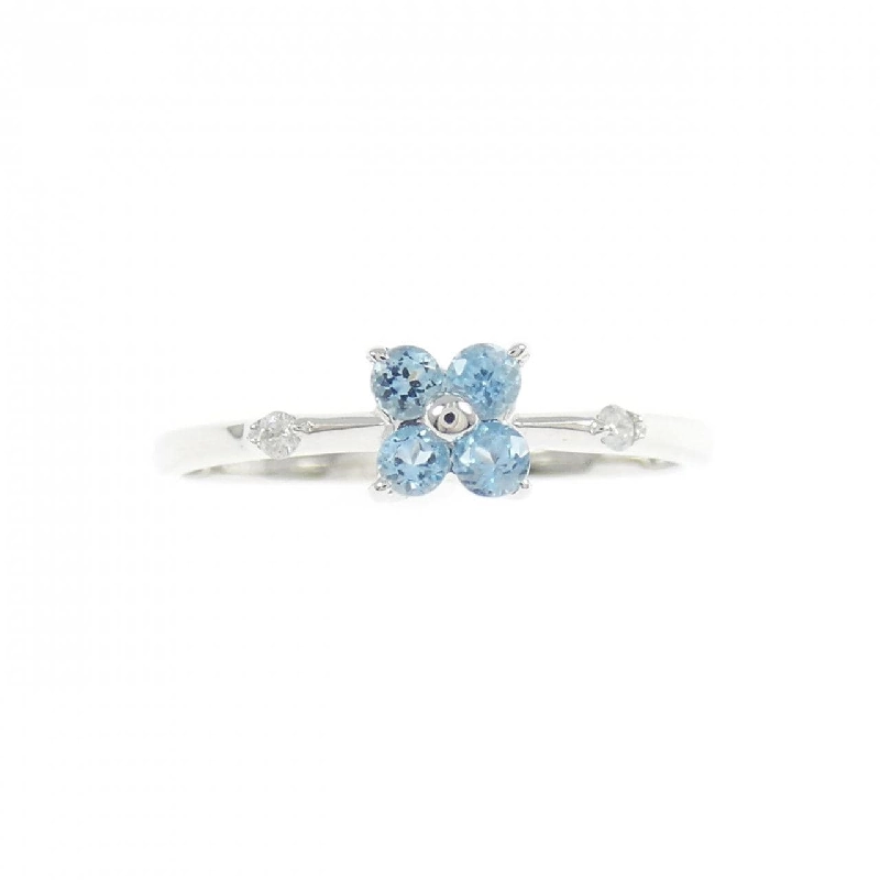 Nhẫn Blue Topaz K14WG Hoa - Hàng hiệu Chính hãng 849732