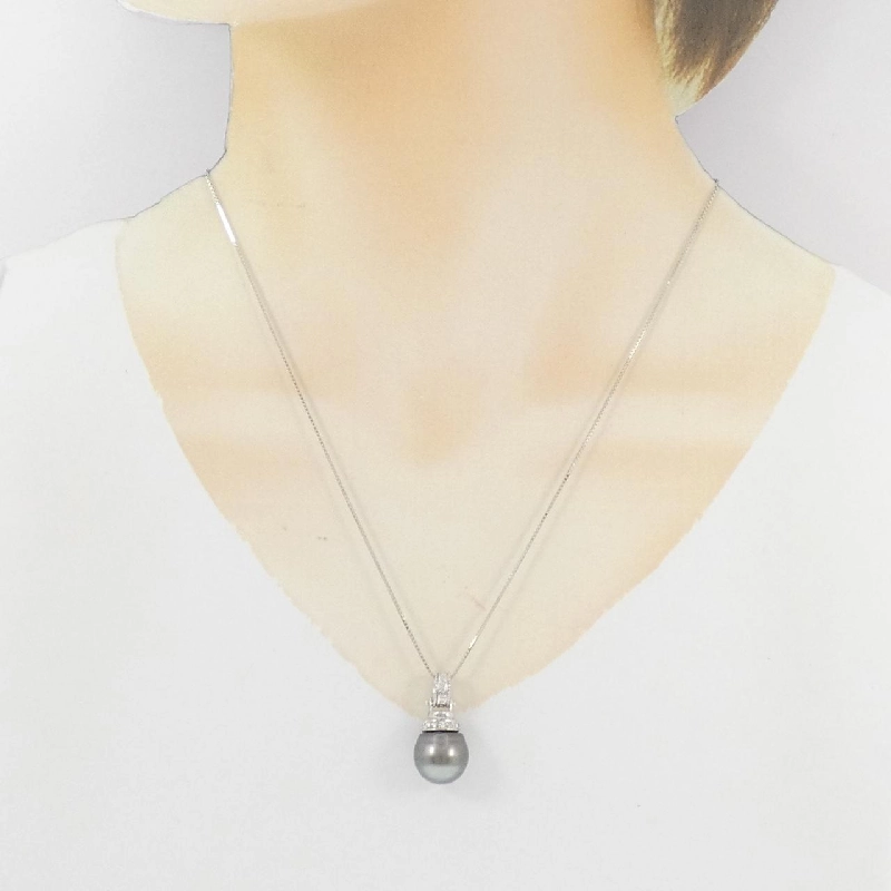 K18WG Ngọc trai đen dây chuyền - Hàng hiệu Chính hãng 856963