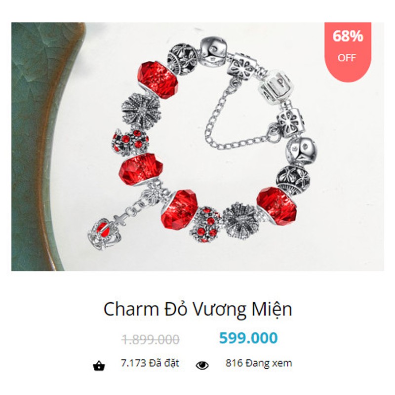 (Thanh lý chính hãng) Vòng tay trang sức bạc s925 PANDORA CHARM thương hiệu SAMMY JELWERY 182066