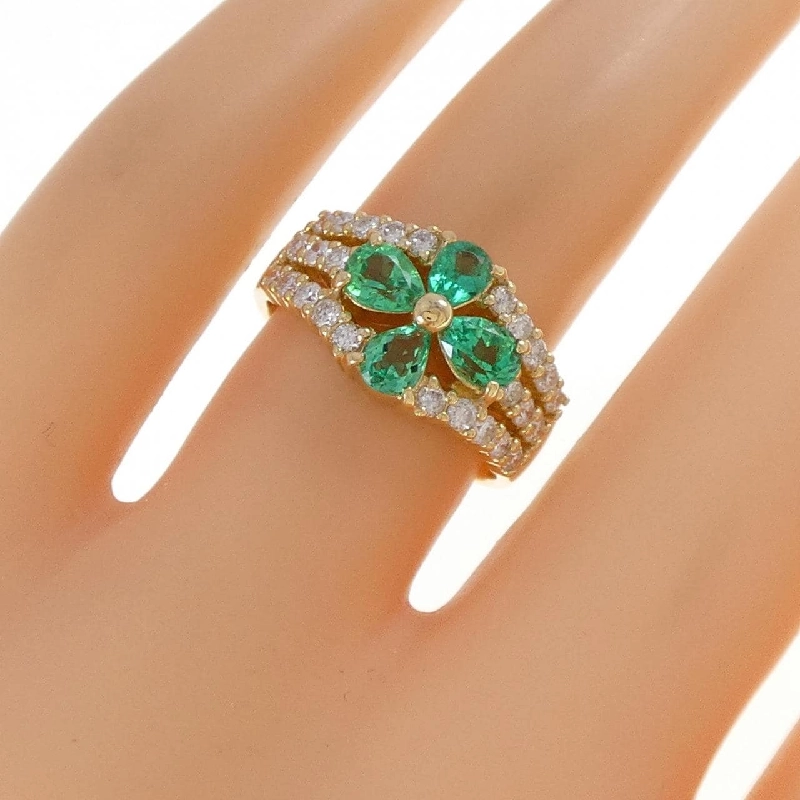 Nhẫn hoa ngọc lục bảo K18YG 0.88CT - Hàng hiệu chính hãng 849014