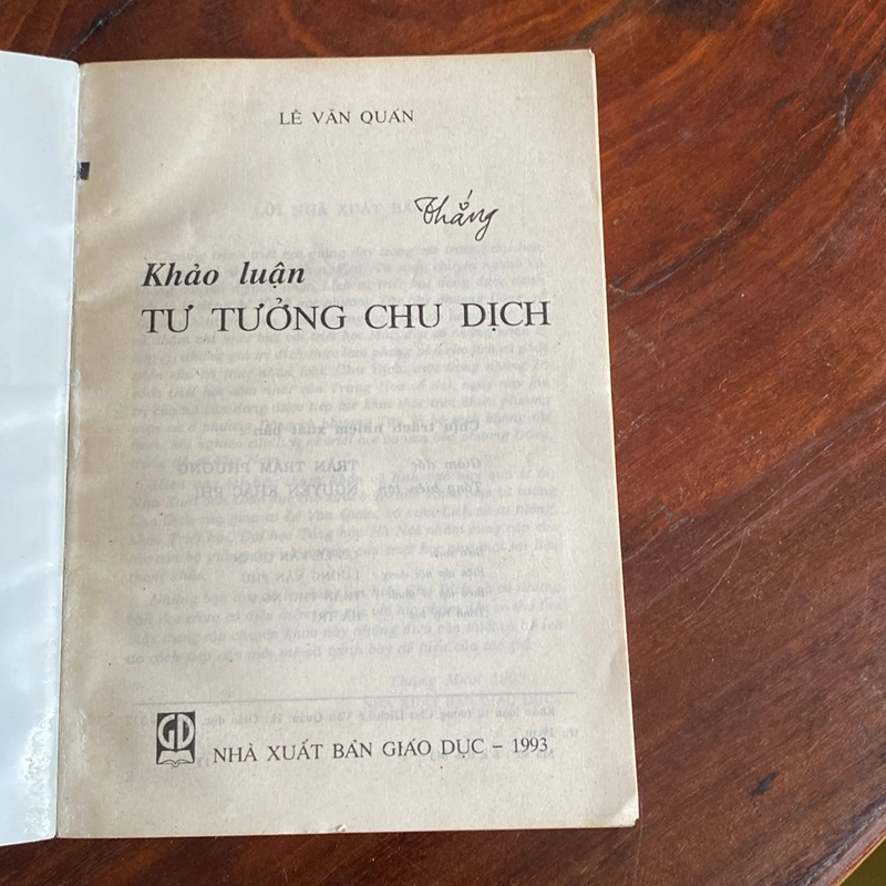 KHẢO LUẬN TƯ TƯỞNG CHU DỊCH (XB 1993) 474174