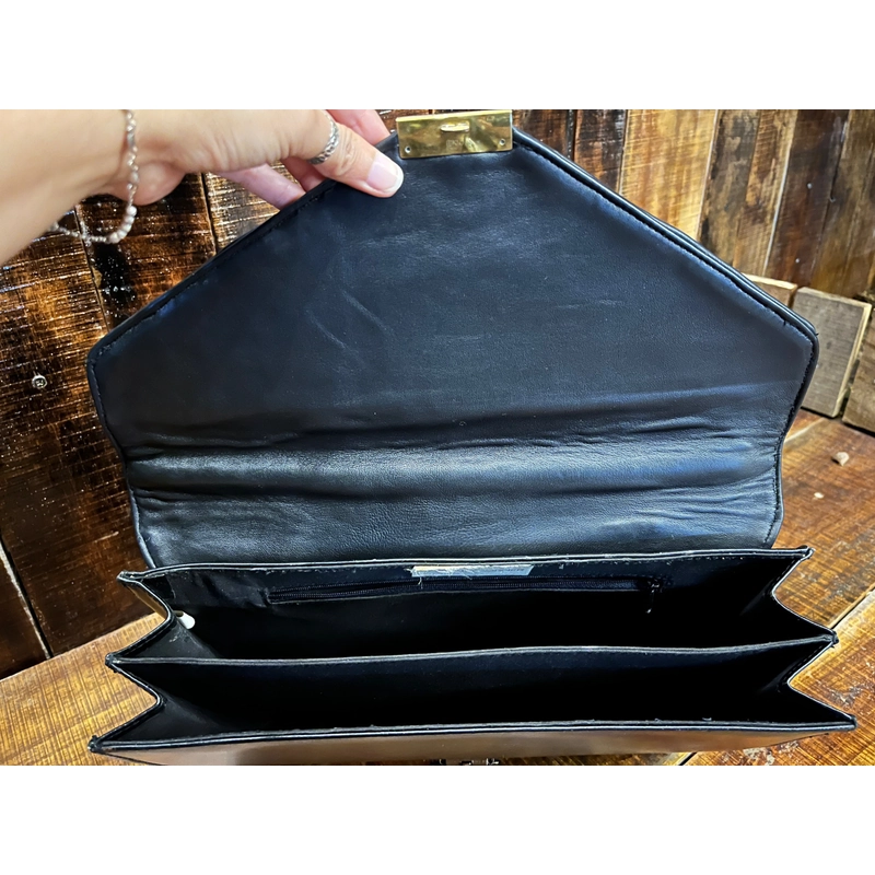Cặp Nam hiệu MODAITALIANA - da thật-36cm-đen phối da mộc - hàng chính hãng - độ mới cao 446402