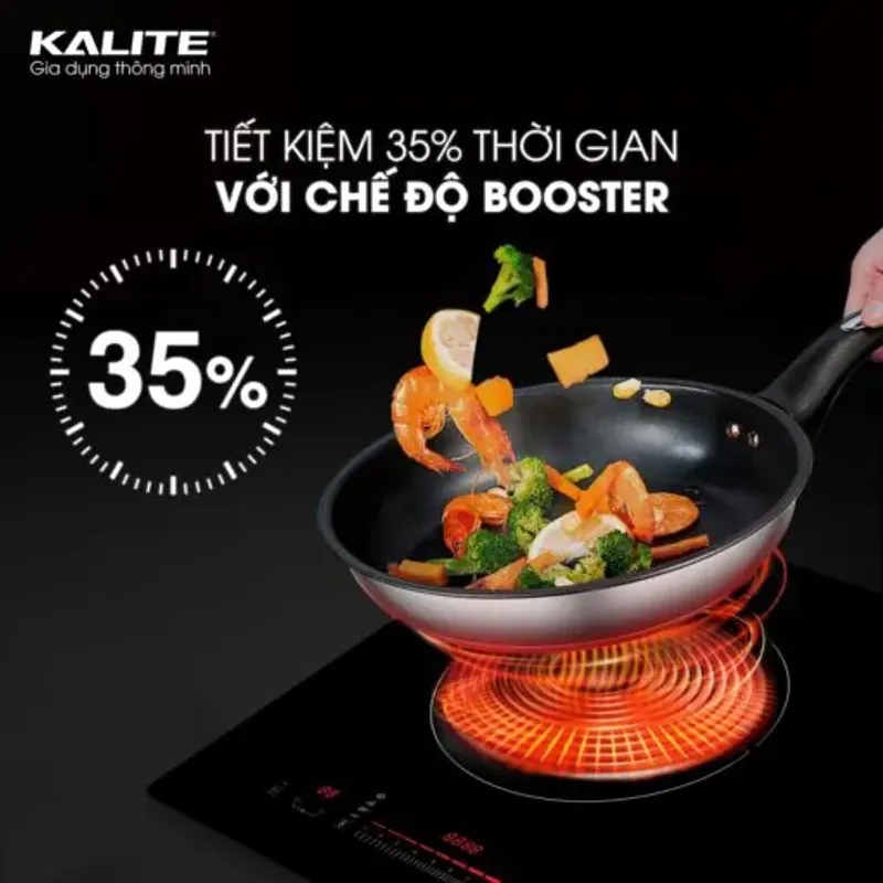Bếp từ đôi Kalite KDI73 inverter 4400W, công nghệ Booster, mặt kính Kanger 574439