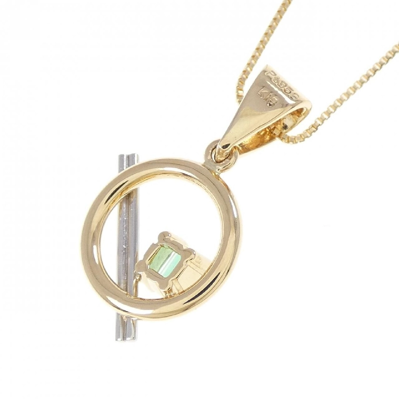 K18YG/PT950 Dây chuyền ngọc lục bảo - Hàng hiệu Authentic 858686