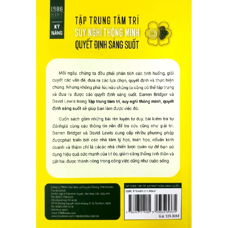 Tập Trung Tâm Trí, Suy Nghĩ Thông Minh, Quyết Định Sáng Suốt - Daren Bridger, David Lewis 281387