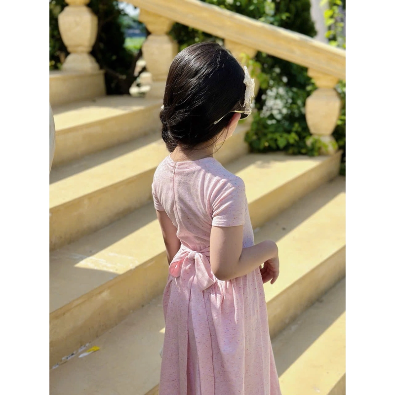 VÁY ĐÔI / COUPLE MẸ VÀ BÉ GÁI váy đầm maxi thun cột nơ phía sau kèm chun cột tóc 474127