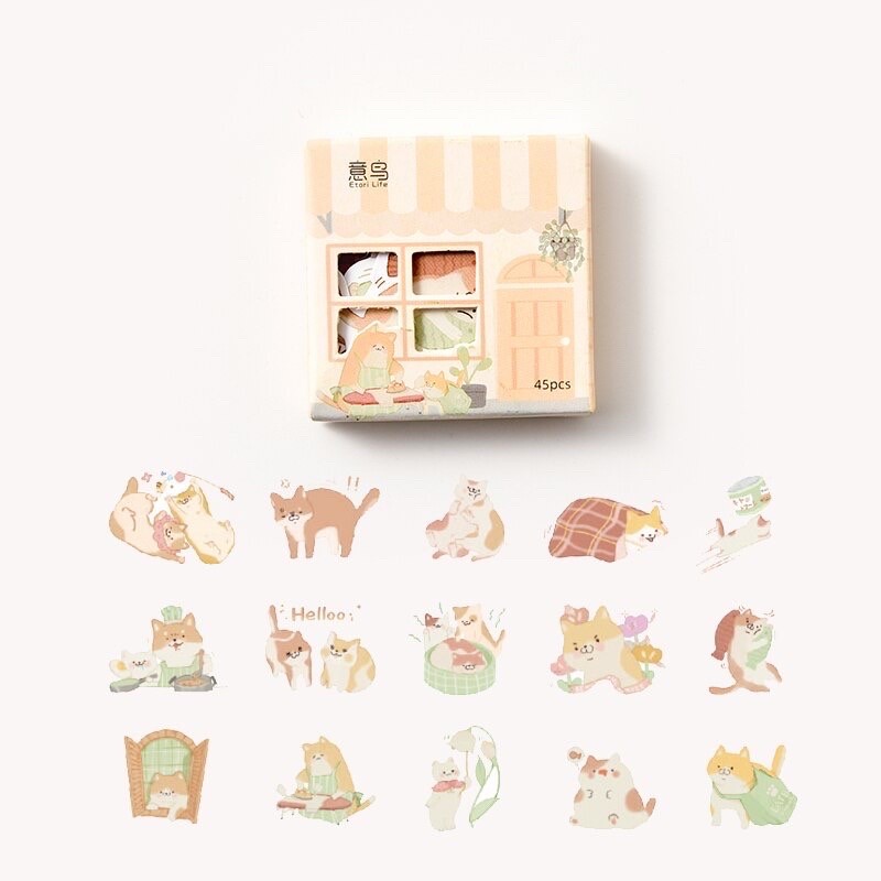 3 Hộp sticker 45 miếng trang trí sổ hàn quốc cute - VPP THIÊN ÁI TA014 178070