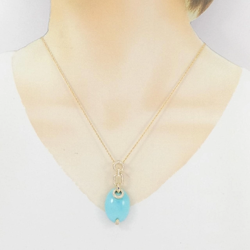 K18YG Mặt dây chuyền Turquoise 20.60CT - Hàng hiệu Chính hãng 858854