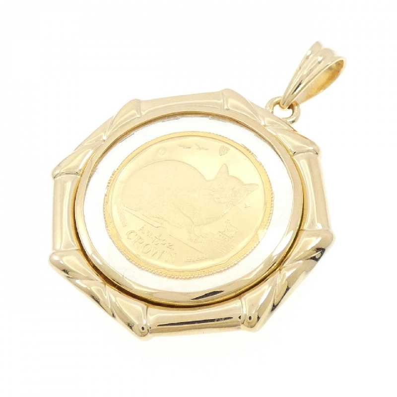 K18YG khung dây chuyền đồng xu - Hàng hiệu Authentic 865595