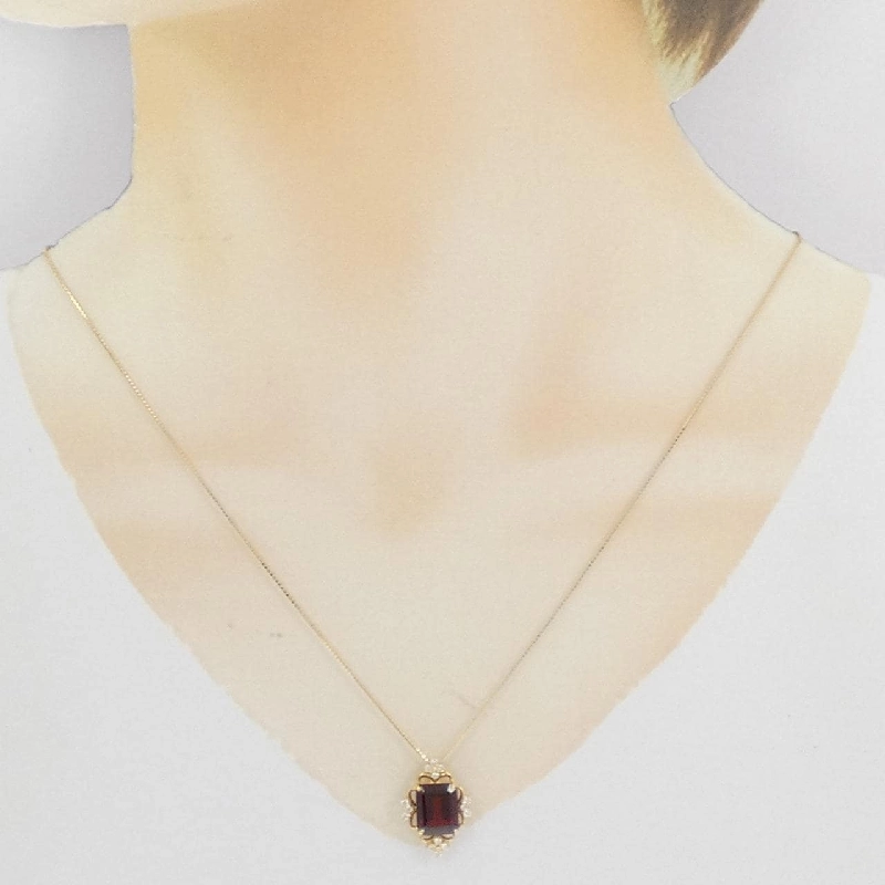 K18YG Garnet Necklace 3.37CT - Hàng hiệu Authentic 859648