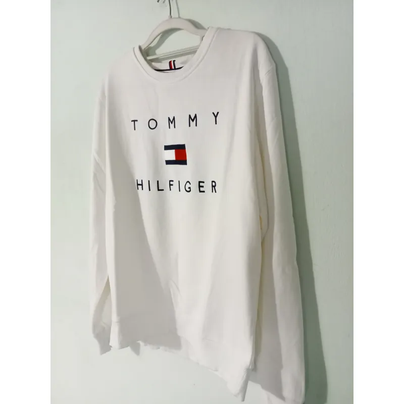 Áo sweatshirt Tommy Hilfiger trắng thêu logo 719776