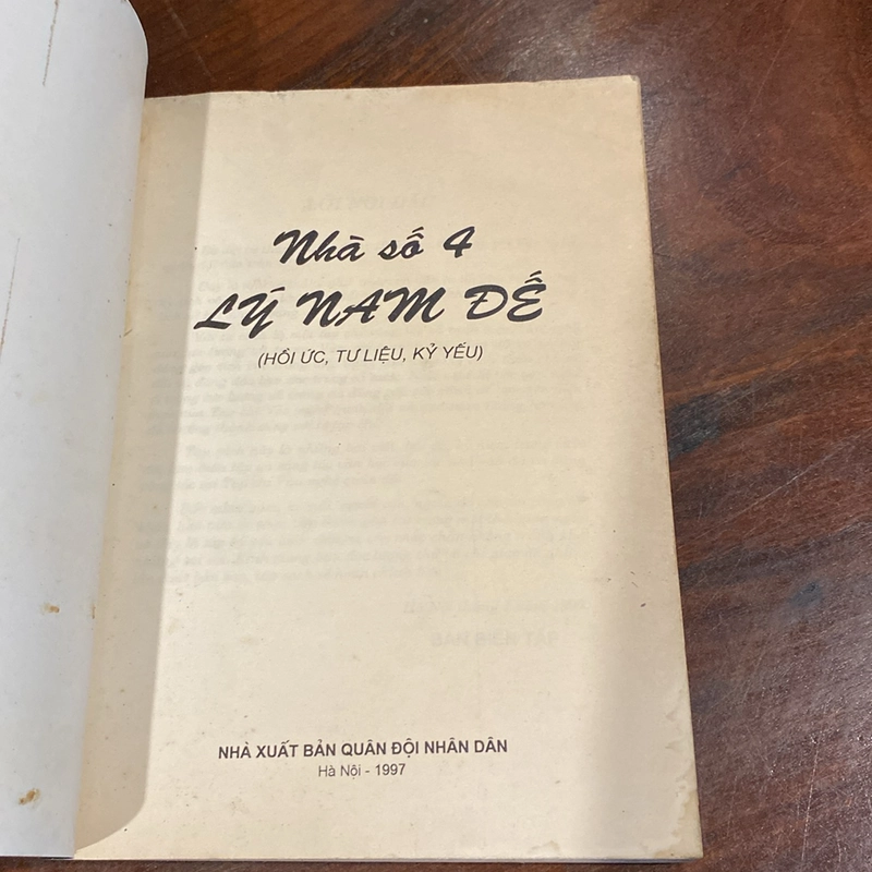 NHÀ SỐ 4 LÝ NAM ĐẾ (HỒI ỨC, TƯ LIỆU, KỶ YẾU) XUẤT BẢN NĂM 1997 470490