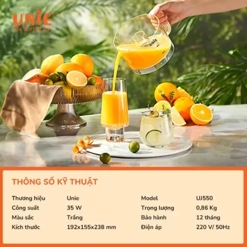 Máy vắt cam UNIE UJ550 dung tích 700ml,, 5 cối ép, mới 100% 714220