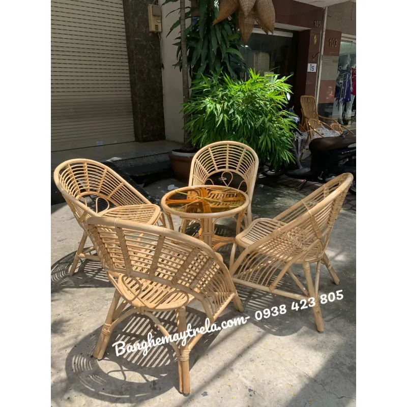Bàn ghế uống trà mây tre đan 795969