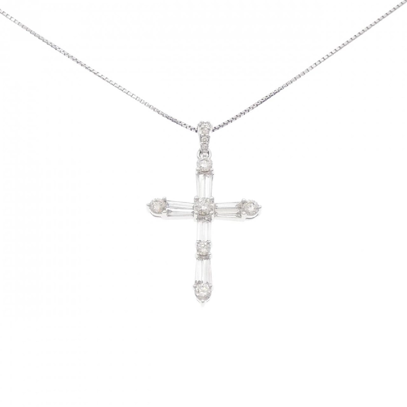 K18WG Dây chuyền kim cương chéo 0.98CT - Hàng hiệu Authentic 860746