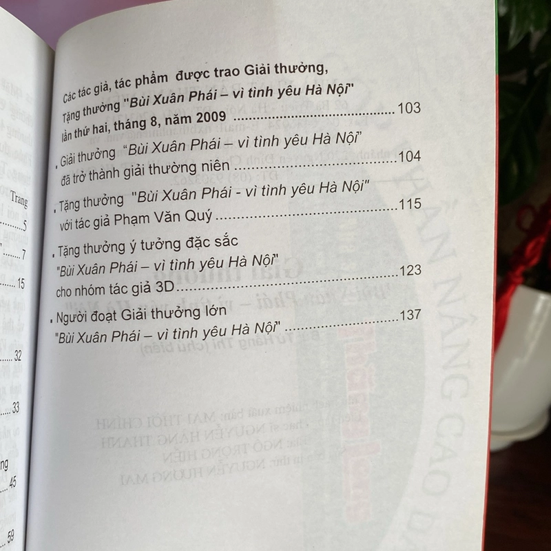 GIẢI THƯỞNG BÙI XUÂN PHÁI VÌ TÌNH YÊU HÀ NỘI (XB 2010) 508493