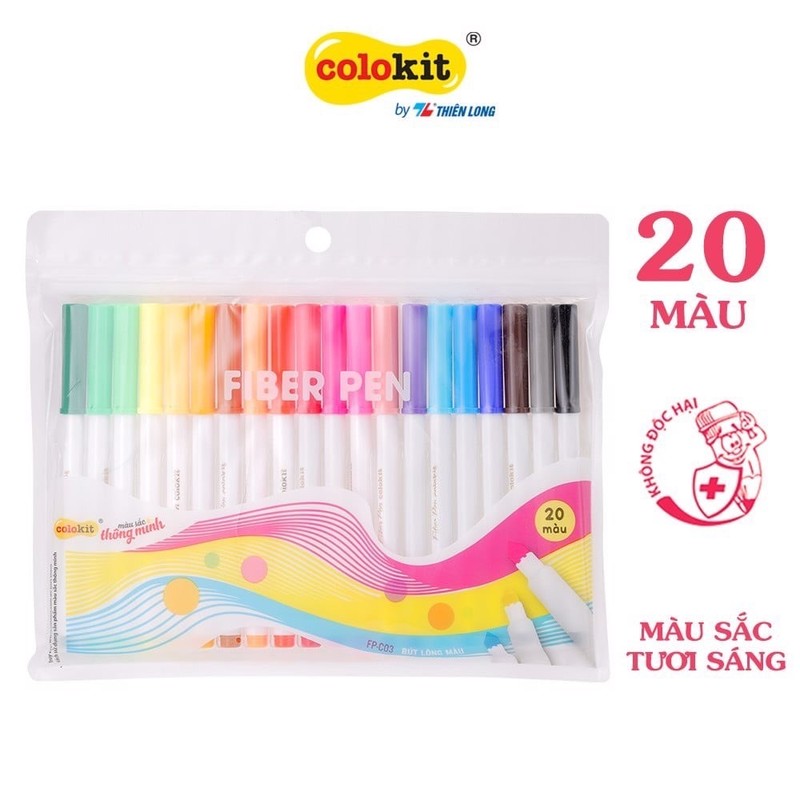 Bút lông màu Fiber Pen 20 màu Basic FP-C03 Thiên Long Colokit - VPP Thiên Ái 178100