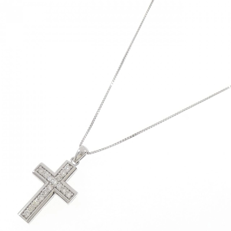 K18WG Dây chuyền kim cương chéo 0.50CT - Hàng hiệu Authentic 858298