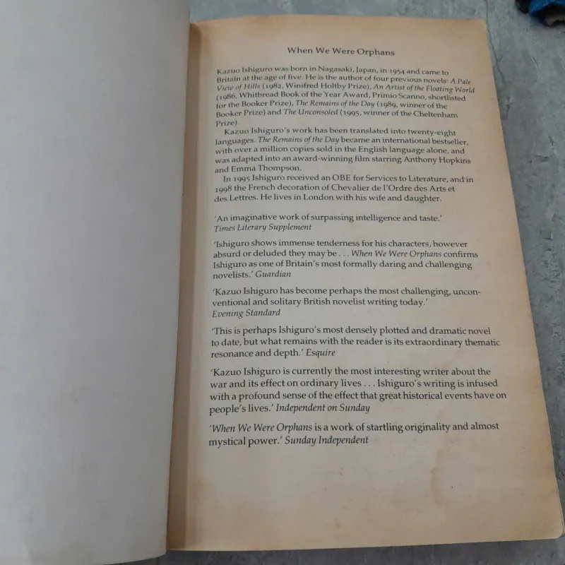 WHEN WE WERE ORPHANS - KAZUO ISHIGURO 995651