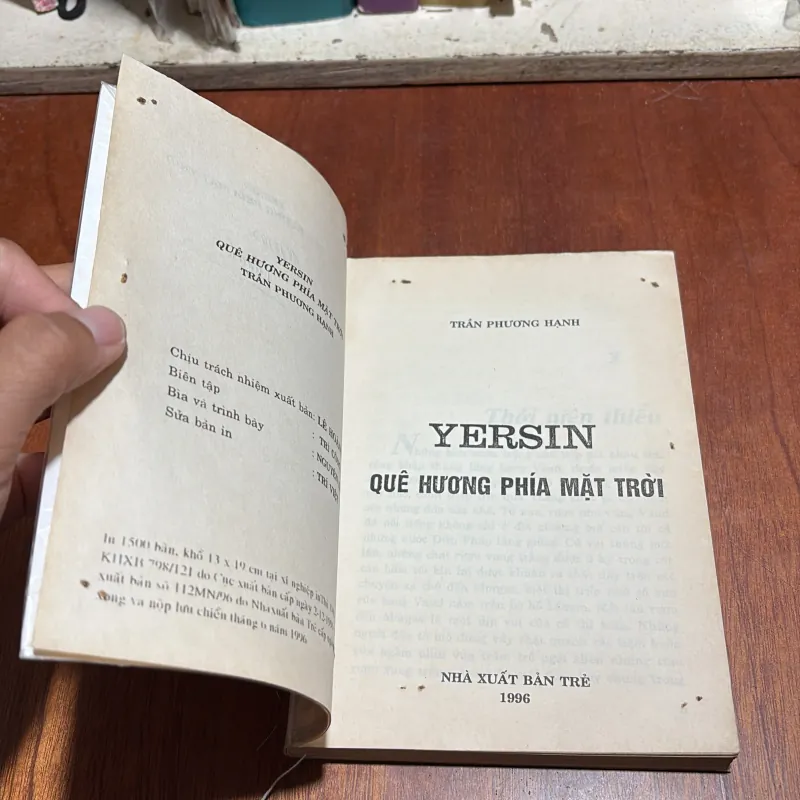 II Tủ Sách Doanh Nhân: Yersin, Quê Hương Phía Mặt Trời - Trần Phương Hạnh - 1996 1012788
