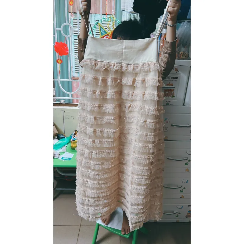 Váy nữ kiểu babydoll phối nơ, màu hồng, size M 1024471