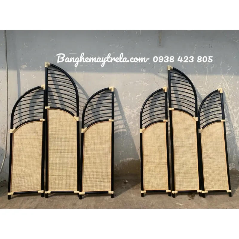 Bình phong mây khung đen hiện đại 708617