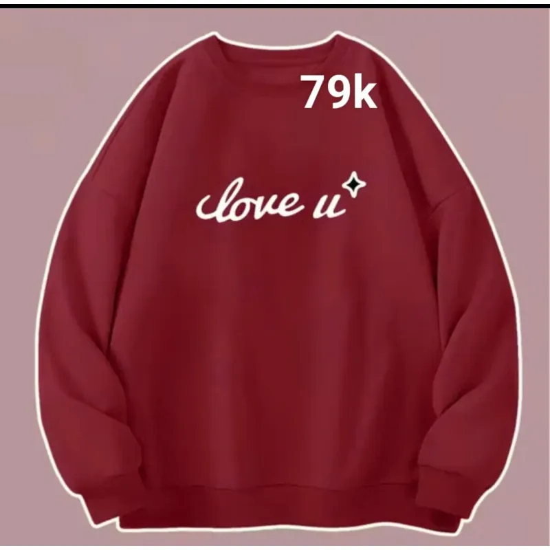 Áo Nỉ Hoodie Nữ Dáng Thoải Màu Đỏ in chữ love u 697565