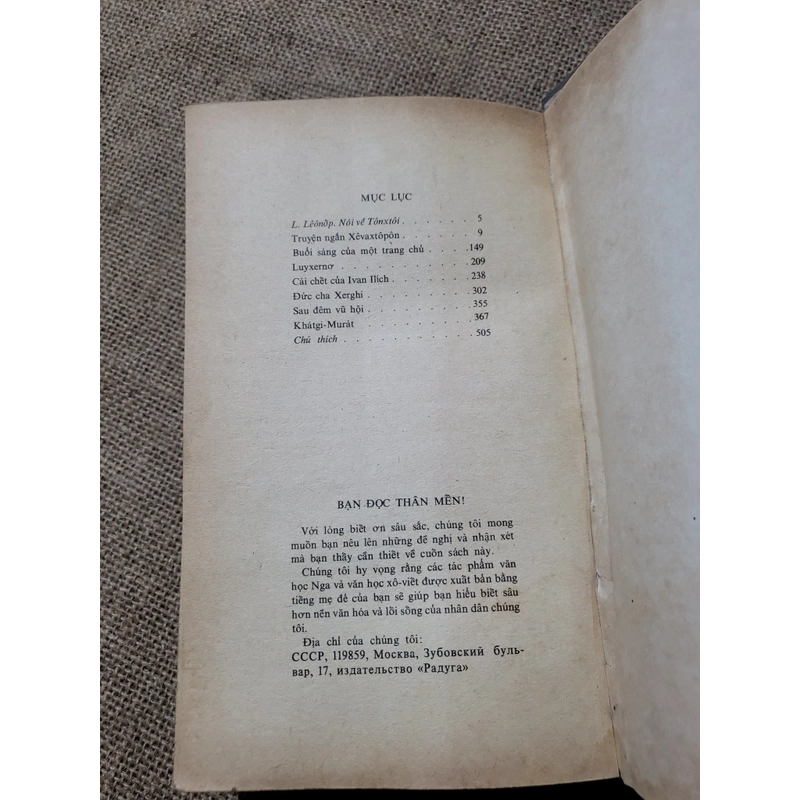 Lev Tolstoy: tuyển chọn lọc, nhà xuất bản cầu vồng 1985 320273