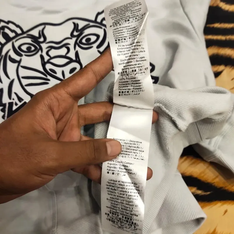 Áo sweater Kenzo Paris nam thêu đầu hổ size XL màu xanh da trời 760787