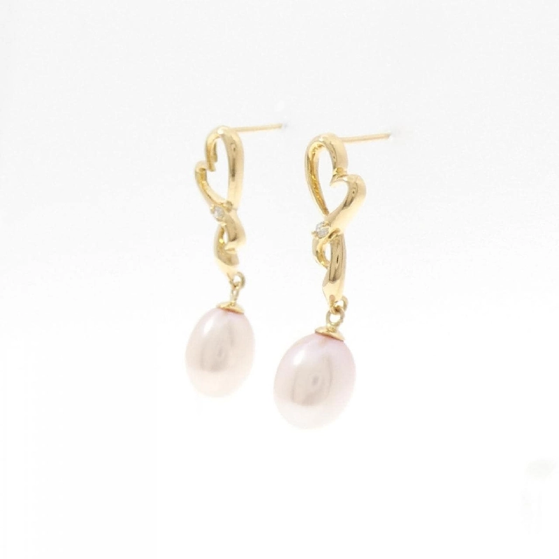K18YG Heart Freshwater Pearl Earrings - Hàng hiệu Authentic 869367