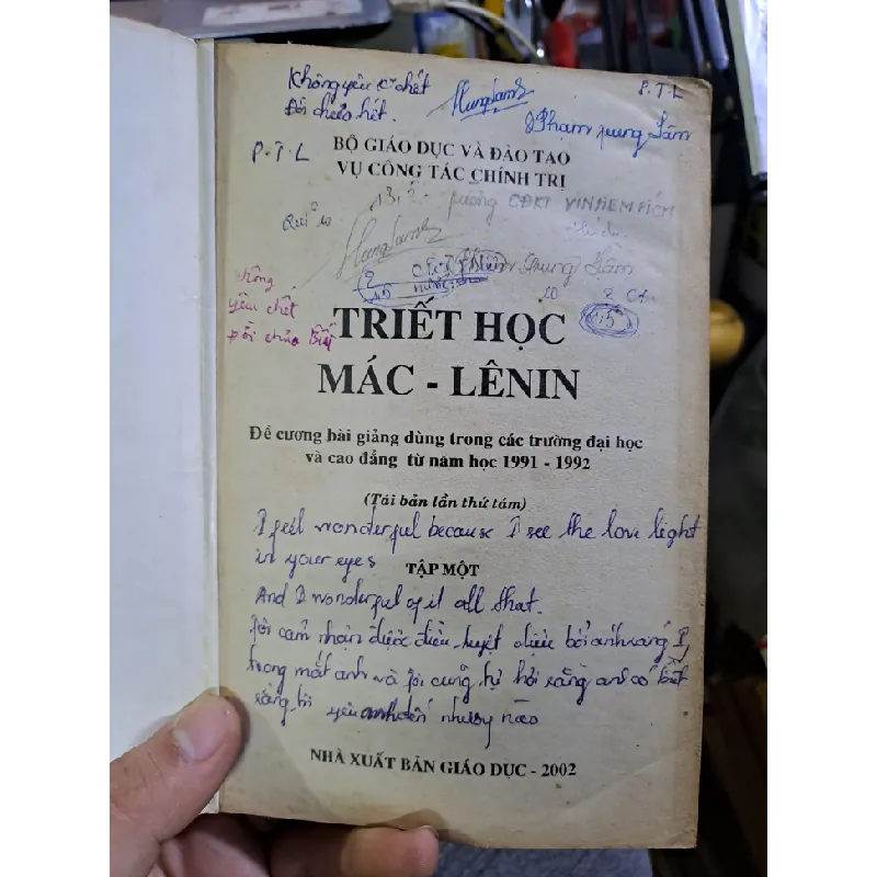 Triết học Mác-lenin Tập 1 đề cương bài giảng dùng trong các trường đại học và cao đẳng 1991-1992 GIÁO TRÌNH, CHUYÊN MÔN HCM1709 559926