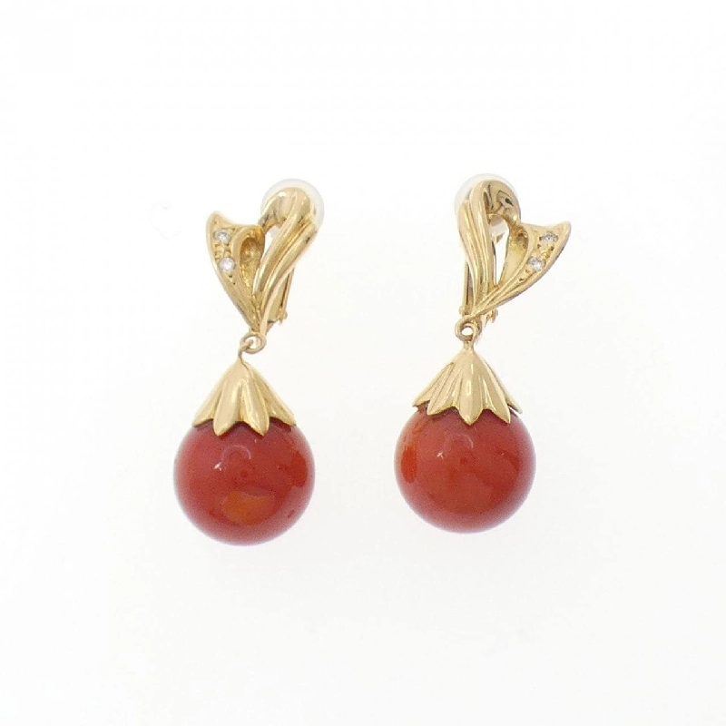 K18YG Bông tai san hô 11.4mm - Hàng hiệu Chính hãng 872361