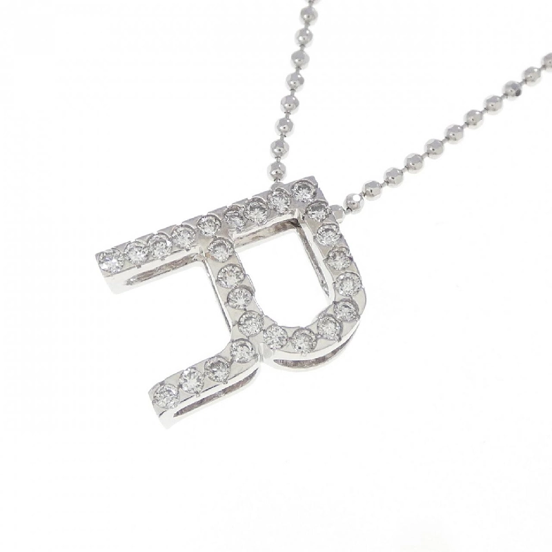 K18WG Chữ cái R Dây chuyền kim cương 0.15CT - Hàng hiệu Chính hãng 857658