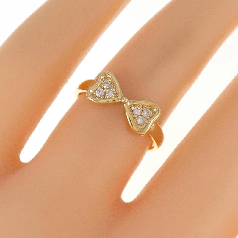 Nhẫn kim cương hình ruy băng × trái tim K18YG 673282