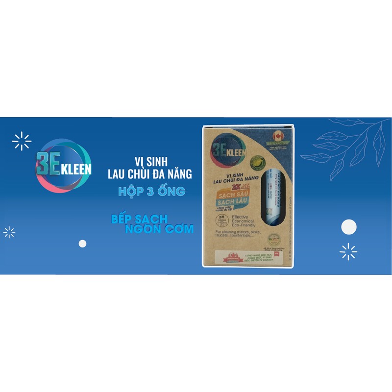 Bộ sản phẩm lau chùi đa năng sinh học 3E KLEEN - Hộp 3 ống 5ml dung dịch đậm đặc 79268