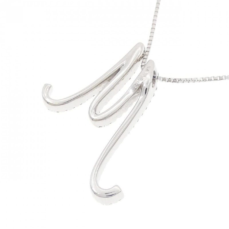 K18WG Chữ cái M Dây chuyền kim cương 0.32CT - Hàng hiệu Chính hãng 860138