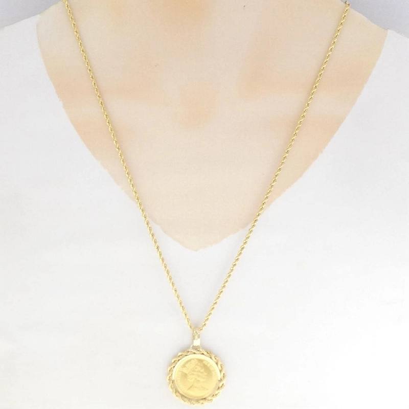 750YG/K18YG(khung) Dây chuyền đồng xu - Hàng hiệu Authentic 857616