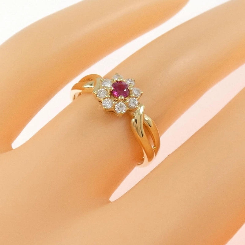 Nhẫn ruby hoa K18YG 0.166CT - Hàng hiệu chính hãng 850837