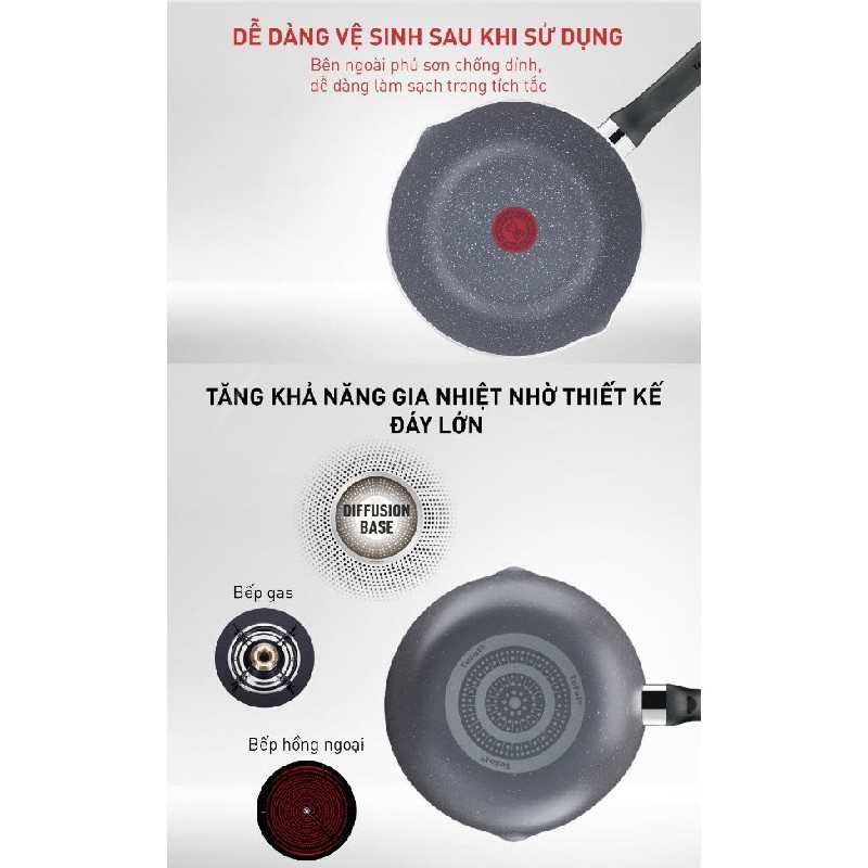 Chảo chiên sâu lòng vân đá Tefal Natura 26cm 15491