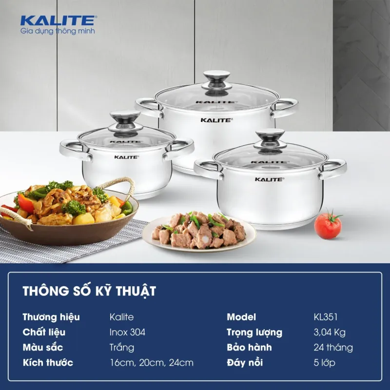 KALITE KL351 – Bộ nồi 3 size cho mọi nhu cầu nấu nướng 722707