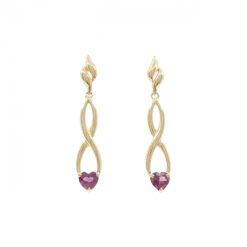 K18YG Bông tai Garnet hình trái tim - Hàng hiệu Chính hãng 871498