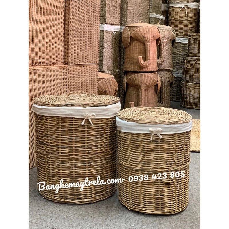 Giỏ tròn mây tre đan tự nhiên 525243