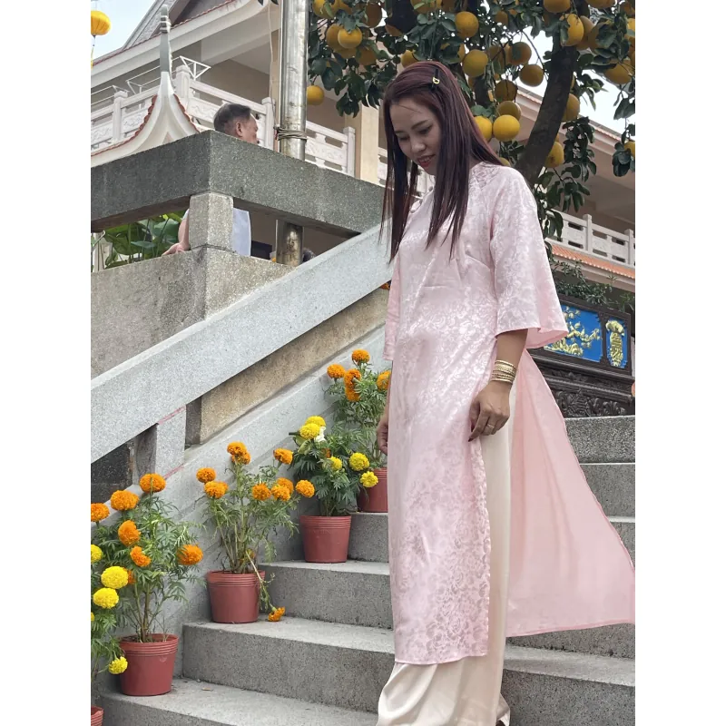 á dài phom suông size L màu hồng ko kèm quần 797443