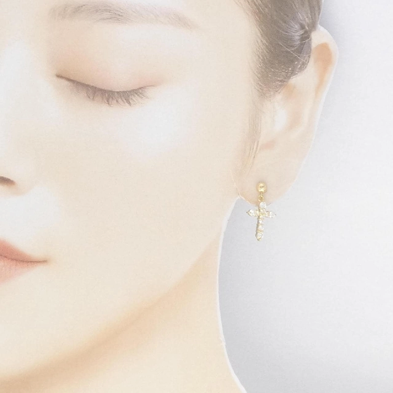 K18YG Bông tai kim cương chéo 1.00CT - Hàng hiệu Chính hãng 871922