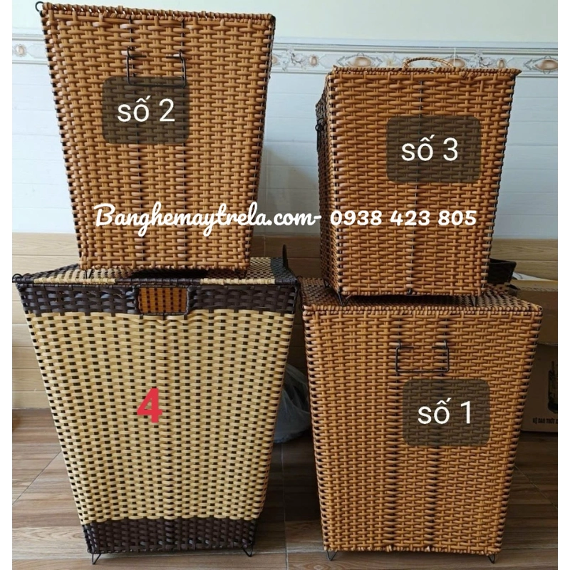 Sọt đựng đồ nhựa giả mây 452532