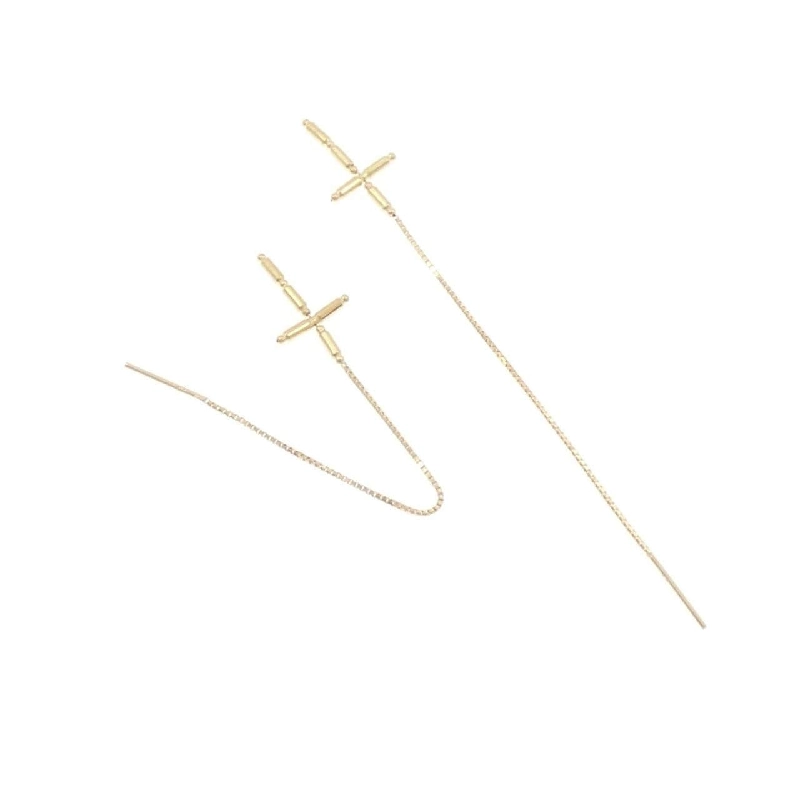 K18YG Bông tai hình chữ thập - Hàng hiệu Chính hãng 867539